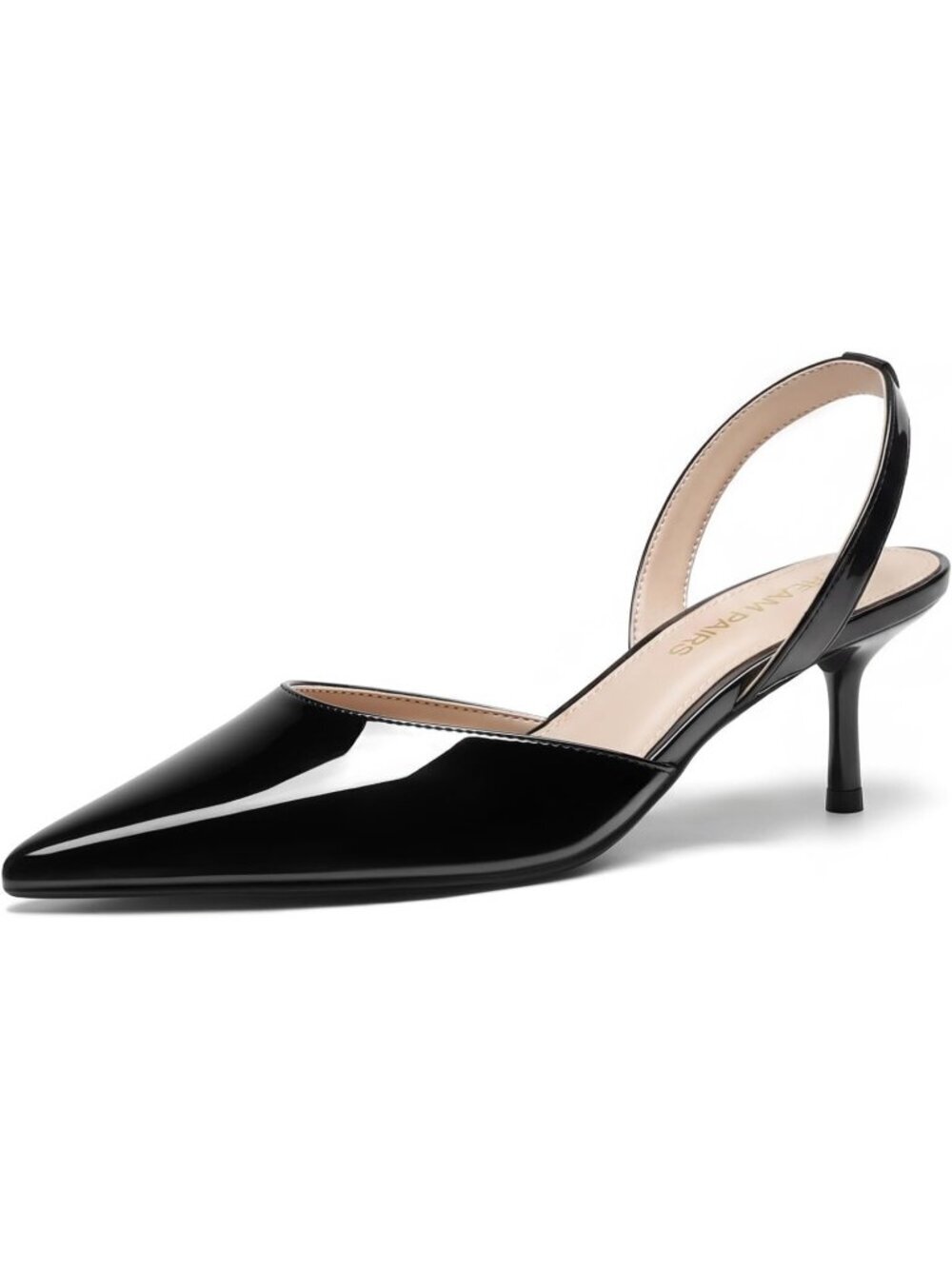 DREAM PAIRS Women's Black Slingback Lace Up Kitten Low Heel Ankle Strap Shoes